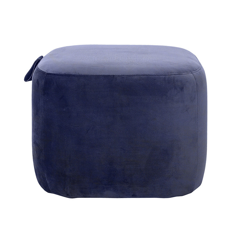 Pouf carré en velours bleu Bloomingville
