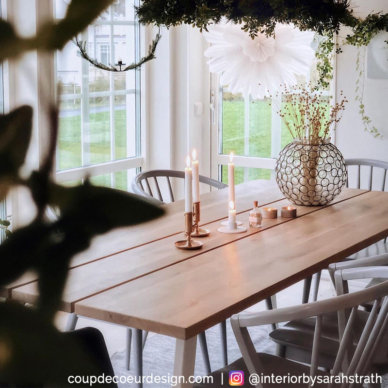 Table bois naturel et métal blanc design - Whit 