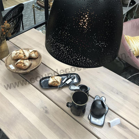 Table bois naturel et métal blanc design - Whit 