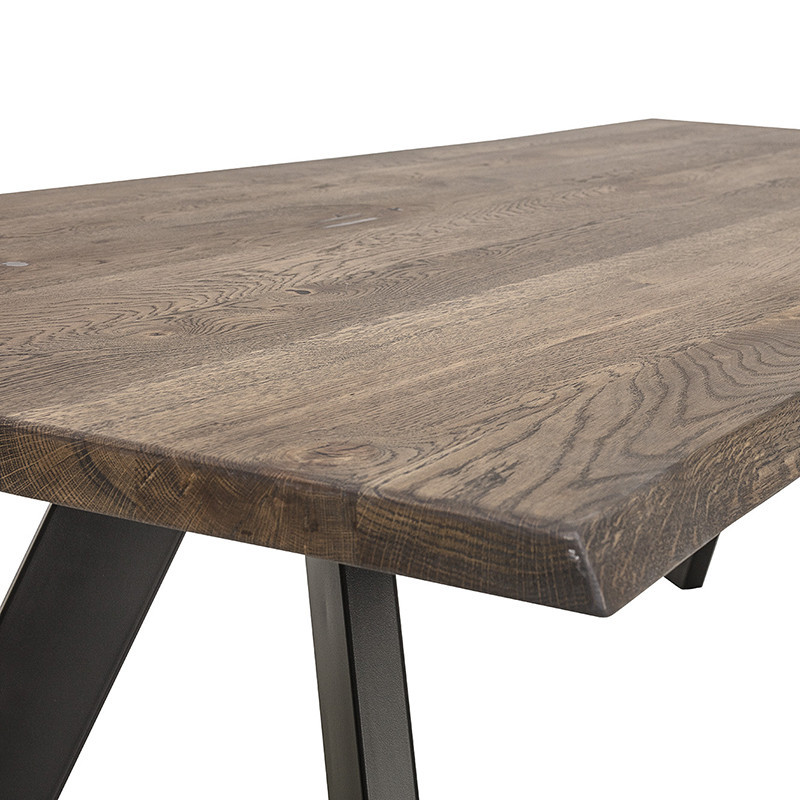 Table tronc d'arbre bois et métal noir design - Isabeau 