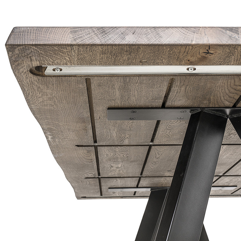Table tronc d'arbre bois et métal noir design - Isabeau 