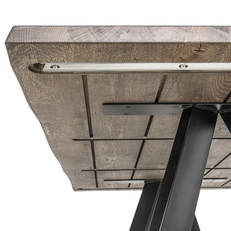 Table tronc d'arbre bois et métal noir design - Isabeau 