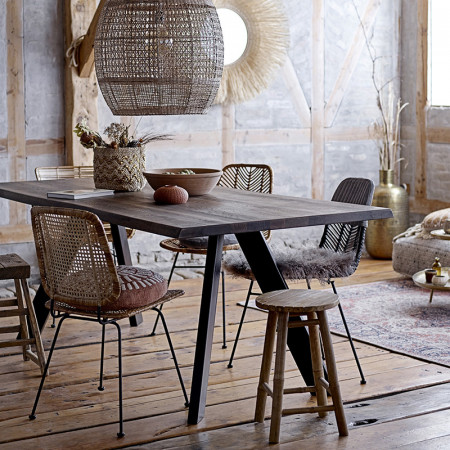 Table tronc d'arbre bois et métal noir design Bloomingville
