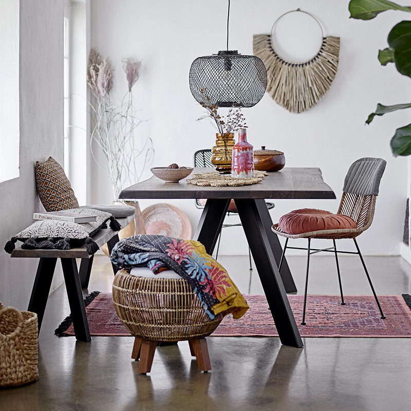Table tronc d'arbre bois et métal noir design - Isabeau