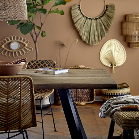 Table tronc d'arbre bois et métal noir design - Isabeau 