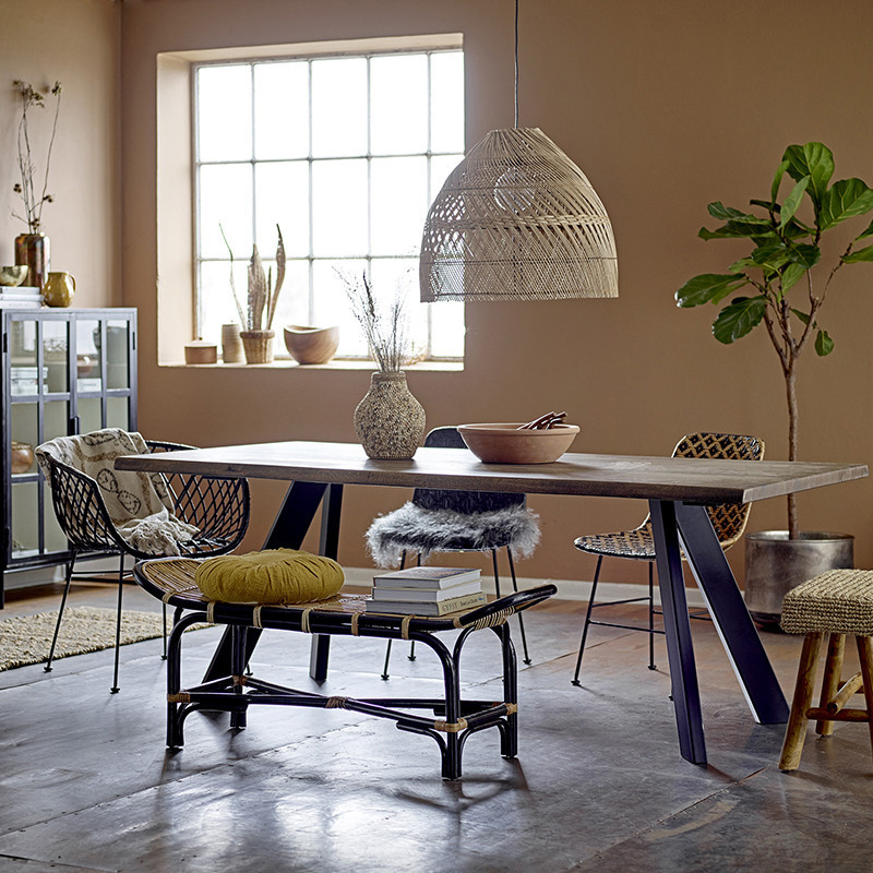 Table tronc d'arbre bois et métal noir design - Isabeau 