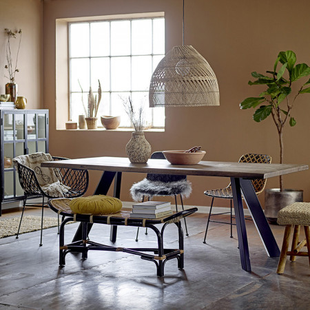 Table tronc d'arbre bois et métal noir design - Isabeau 