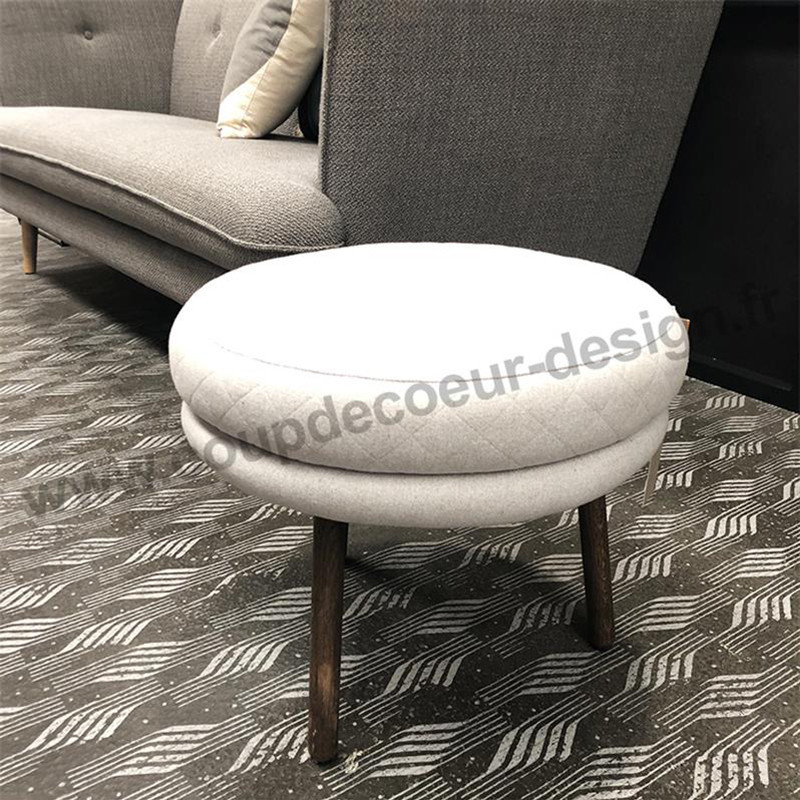 Pouf gris clair rond matelassé