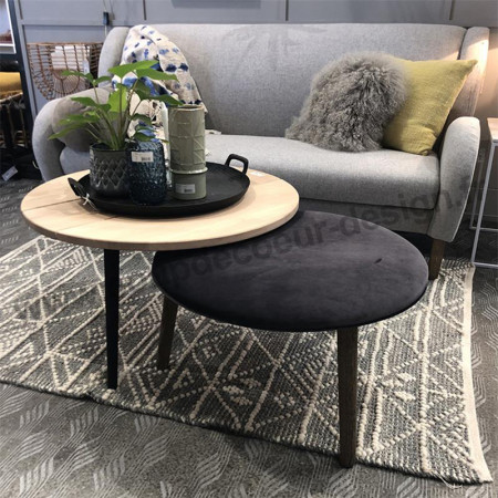 Pouf velours gris repose pieds Bloomingville