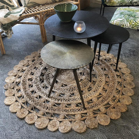 Tapis rond en jute naturel style bohème D120cm - Coralie 