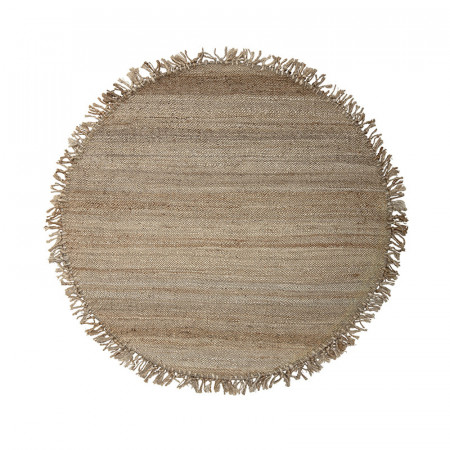 Tapis en jute naturel rond à franges D150cm - Aza
