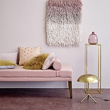 Lampe de salon design en métal doré brossé