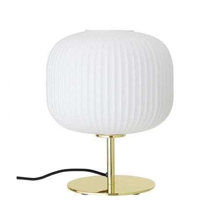 Lampe design doré en verre blanc Bloomingville