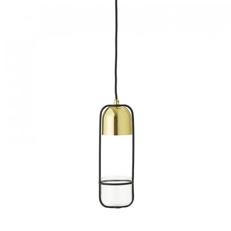 Lampe suspendue doré avec plante Bloomingville