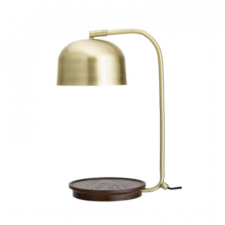 Lampe design vintage en bois et métal doré Bloomingville
