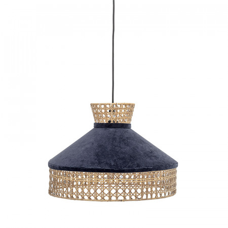 Lustre cannage et tissu bleu Bloomingville