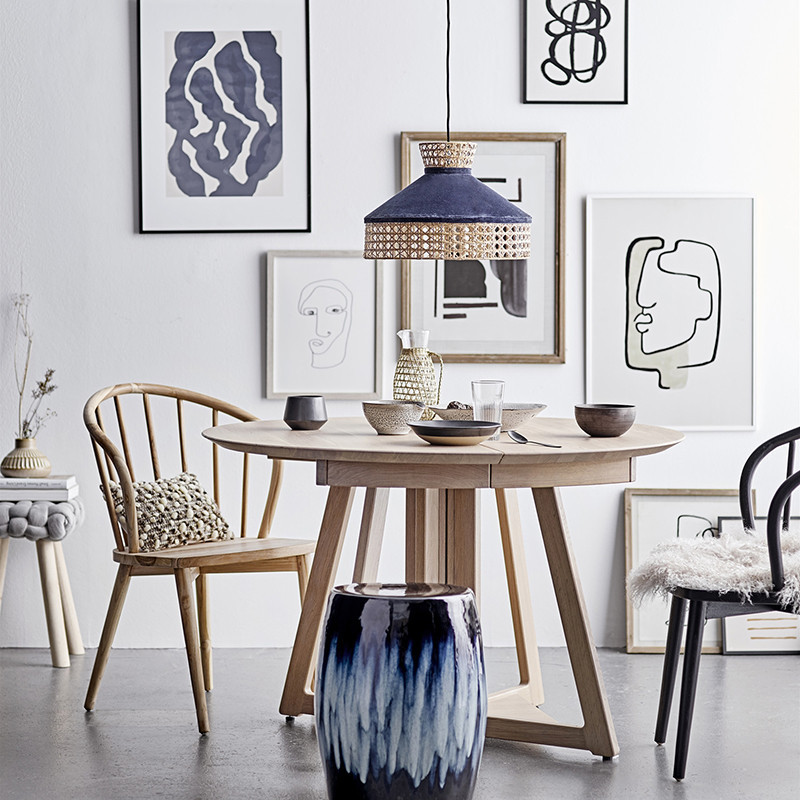 Lustre bleu avec cannage Bloomingville
