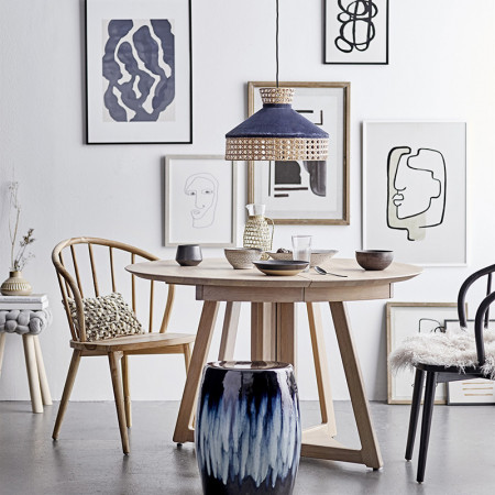 Lustre bleu avec cannage Bloomingville