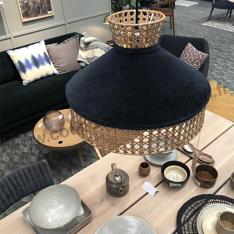 Lustre velours bleu avec cannage Bloomingville