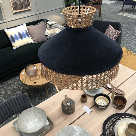 Lustre velours bleu avec cannage Bloomingville
