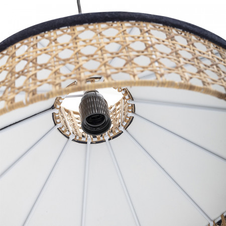 Lustre en cannage et tissu bleu Bloomingville - Louis 