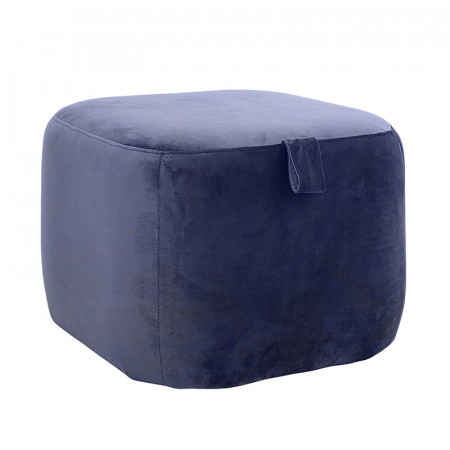 Pouf en velours bleu carré Bloomingville