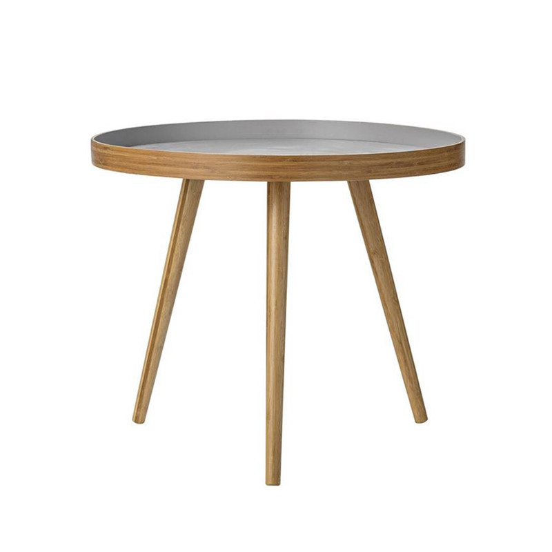 Table basse ronde grise en bambou scandinave