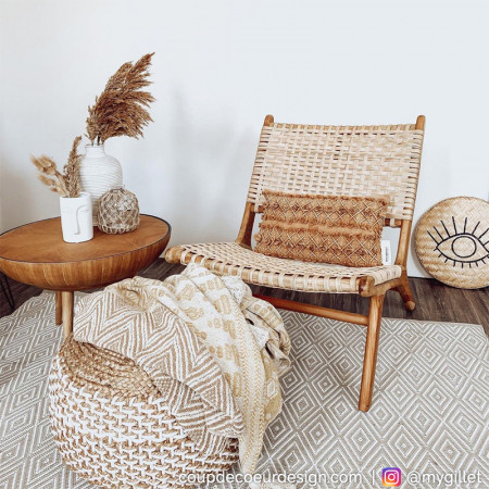 Fauteuil bas en rotin et bois Bloomingville