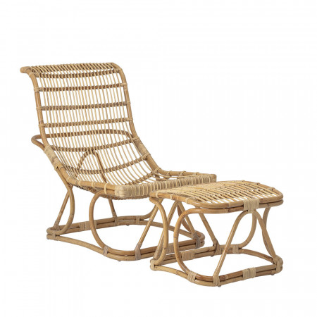 Chaise longue rotin naturel avec repose pieds Bloomingville - Chili