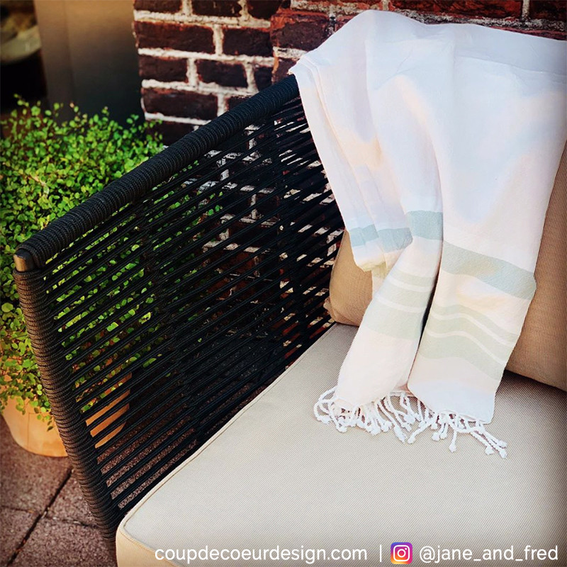Fauteuil de jardin noir et beige confortable Bloomingville