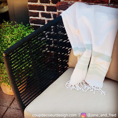 Fauteuil de jardin noir et beige confortable Bloomingville