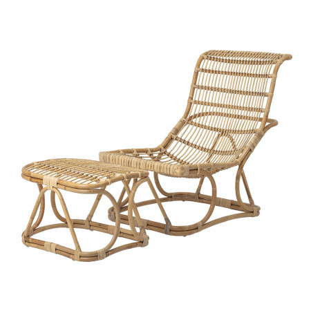 Fauteuil en rotin naturel avec repose pieds Bloomingville - Chili