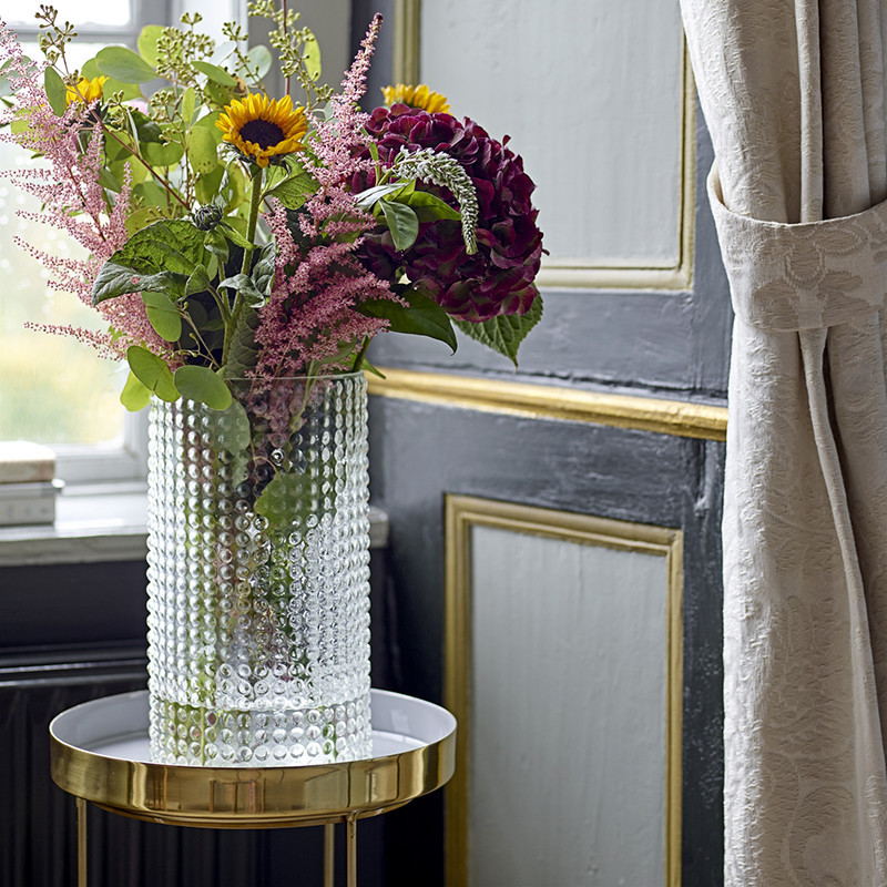 Table d'appoint dorée et plateau gris Bloomingville