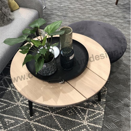Table basse bois ronde et pieds métal noir Bloomingville