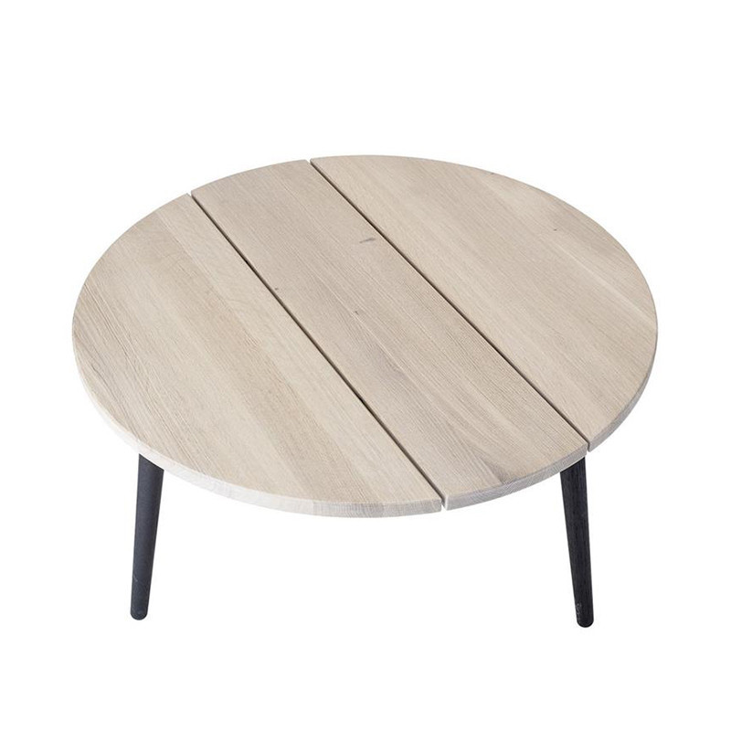 Table basse ronde en chêne et pieds métal noir - Whit 