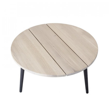 Table basse ronde en chêne et pieds métal noir - Whit 