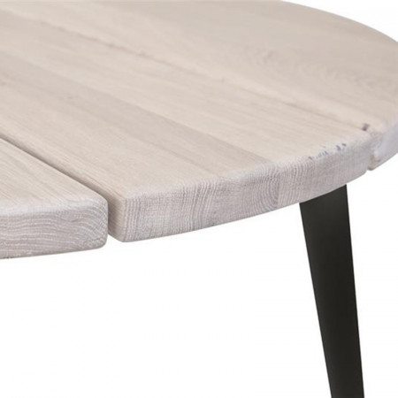 Table basse ronde en chêne et pieds métal noir - Whit 