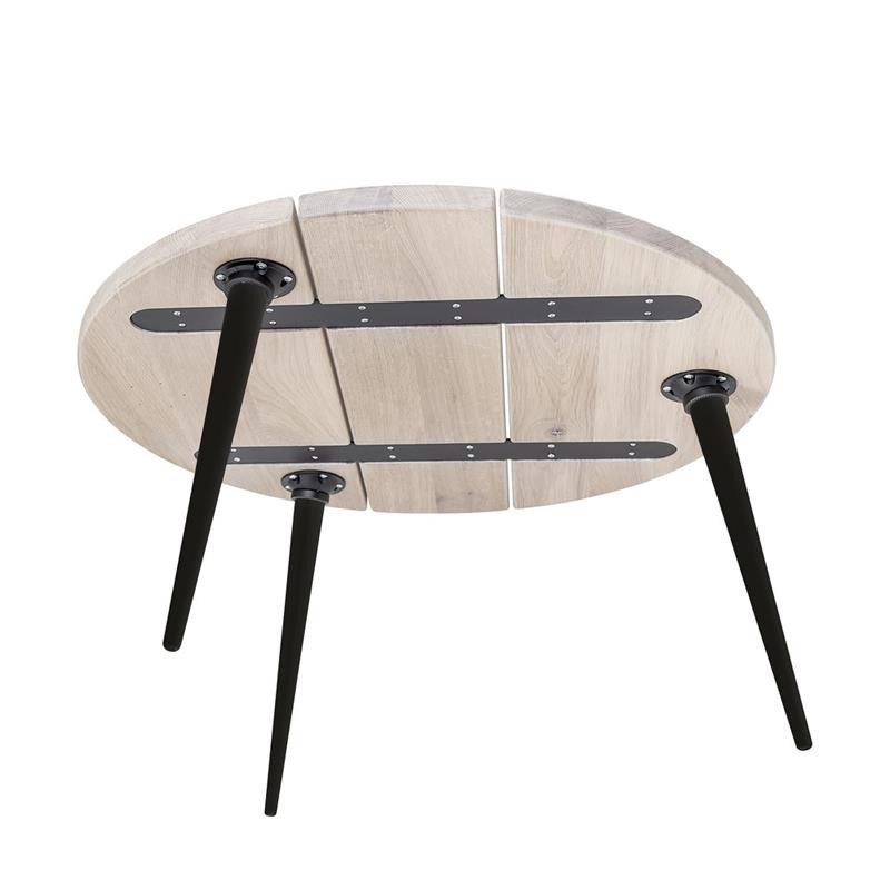 Table basse ronde en chêne et pieds métal noir - Whit 