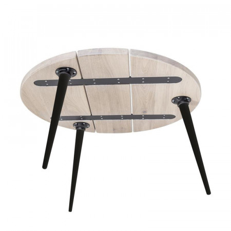 Table basse ronde en chêne et pieds métal noir - Whit 