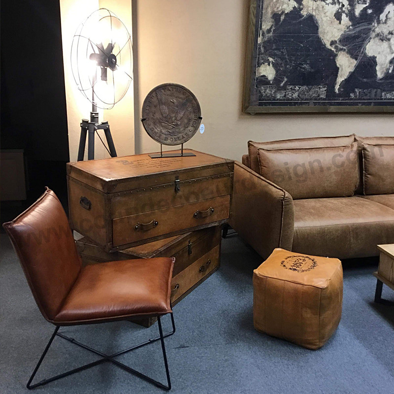 Petit fauteuil industriel cuir cognac - Syl Petit fauteuil industriel cuir cognac - Syl