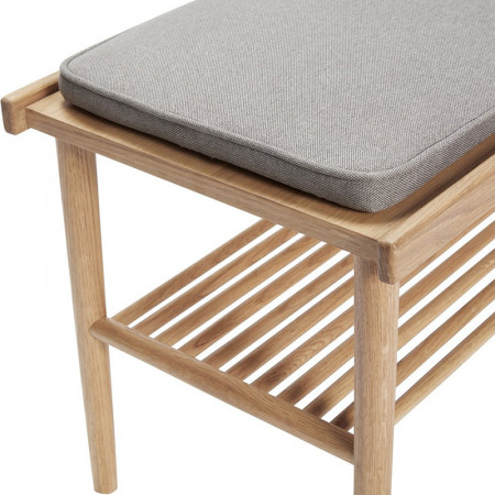 Petit banc en bois style scandinave avec coussin gris - Sine 