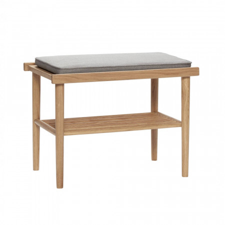 Petit banc bois style scandinave avec coussin gris - Sine