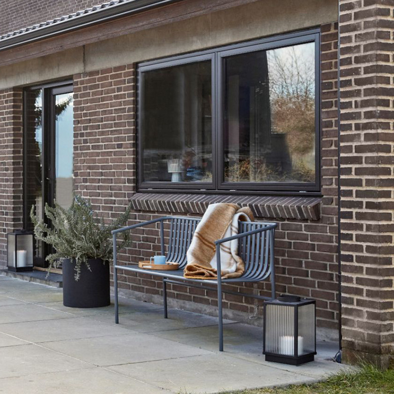 Banc de jardin métal gris design Hubsch - Trévor