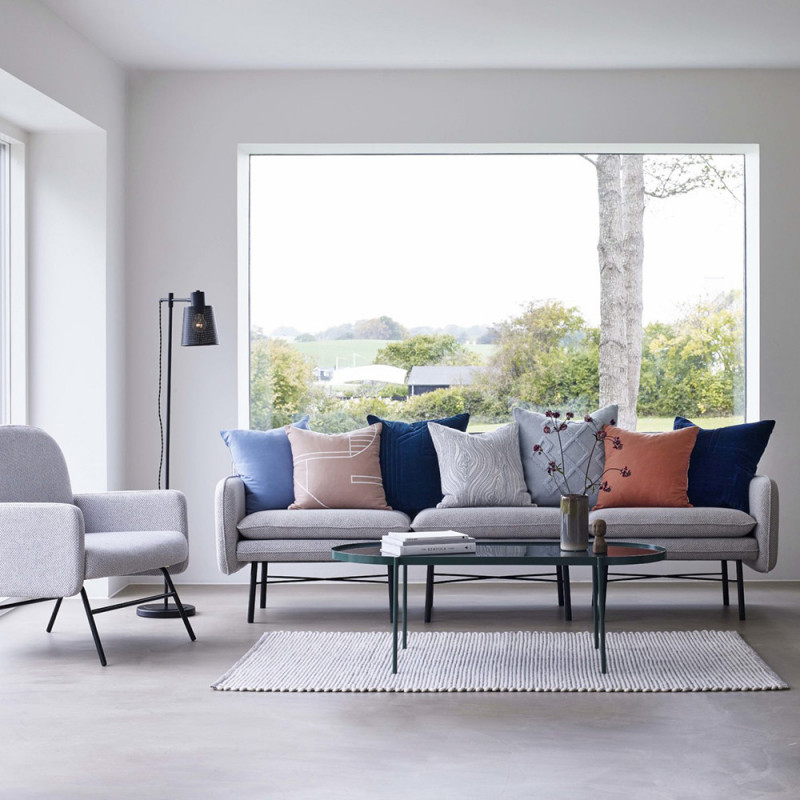 Canapé chauffeuse design tissu gris clair Hubsch - Clari 