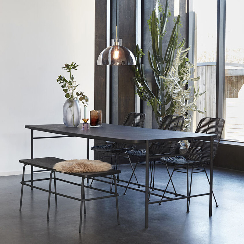 Chaise rotin noir design Hubsch - Chali 