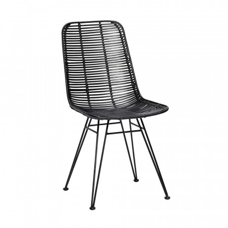 Chaise en rotin noir design Hubsch - Chali