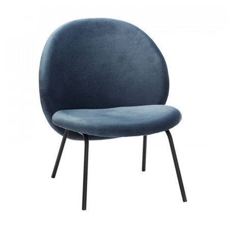 Fauteuil bleu velours design Hubsch - Cléo 