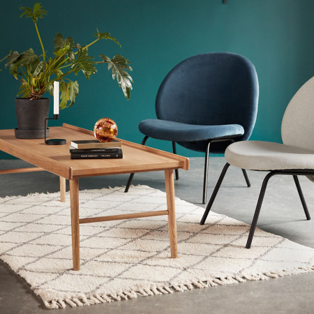 Fauteuil bleu velours design Hubsch - Cléo 