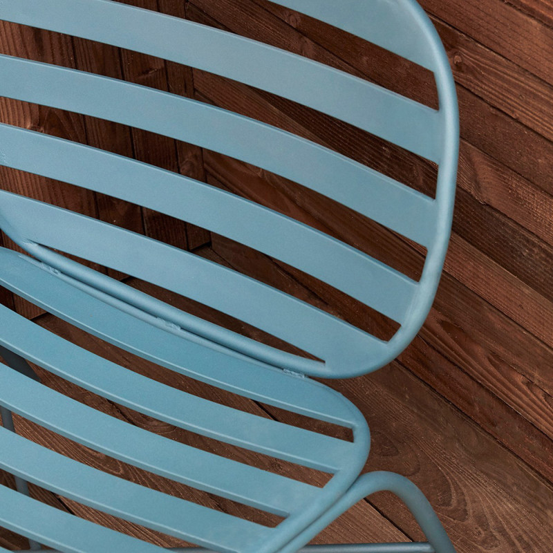 Fauteuil bas de jardin métal bleu design - Trévor 