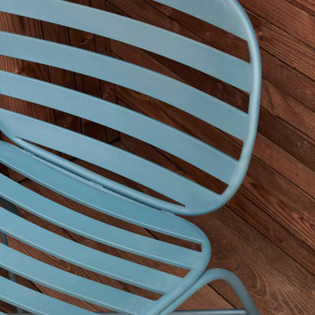 Fauteuil bas de jardin métal bleu design - Trévor 